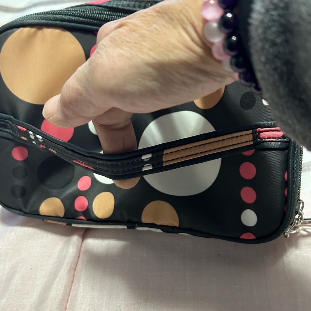 Sonia Kashuk Black and Pink Polka Dot Cosmetic Bag NWOT - Picture 3 of 7